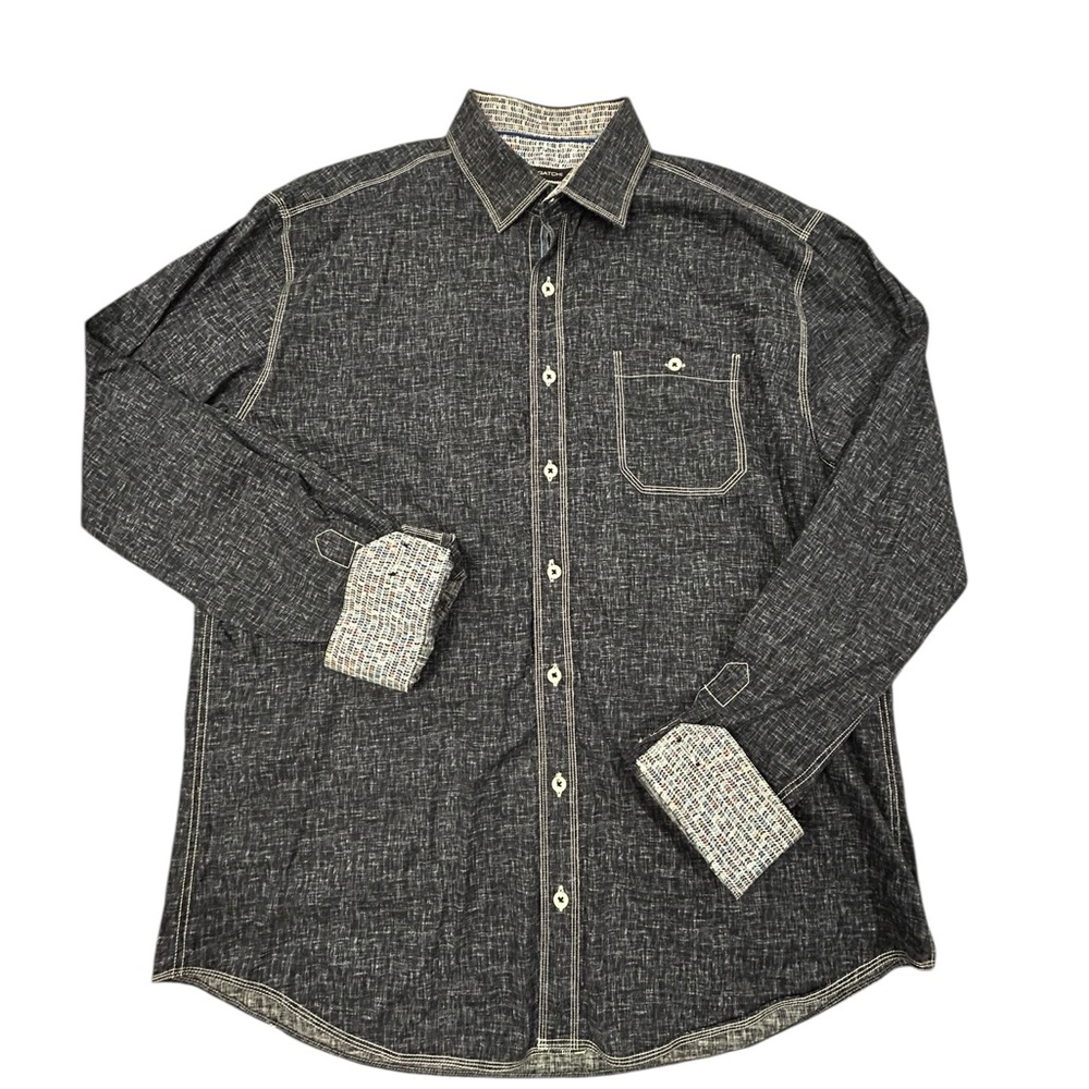 Bugatchi Men's Shaped Fit Blue‎ Mottled Button-Down Shirt XL Casual Long Sleeve
